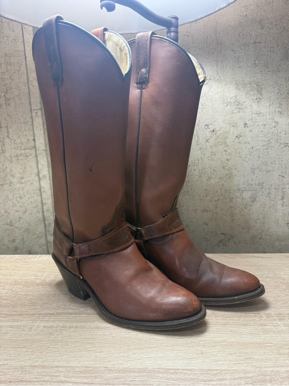 Vintage ACME Brown Leather Women's Harness Cowgirl Boots